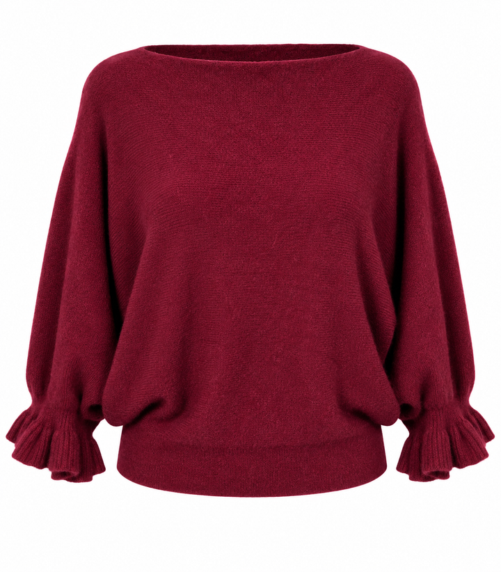 Ada Frill Batwing Jumper Burgundy