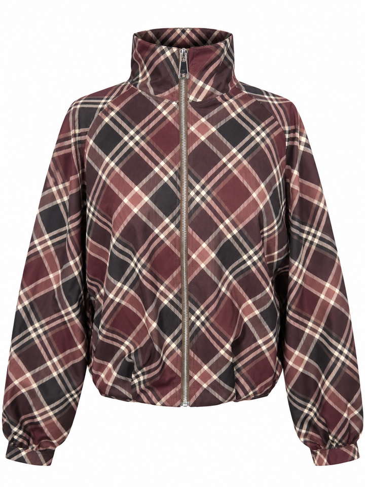 Kelby Tartan Zip Jacket Burgundy