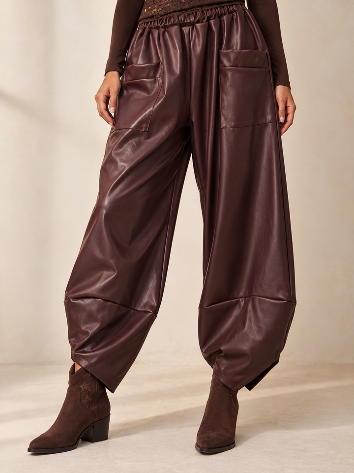 Tahlia Faux Leather Trouser Bordeaux