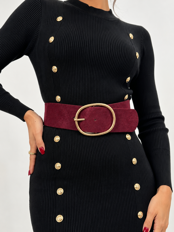Elasticated Shimmer Belt Burgundy