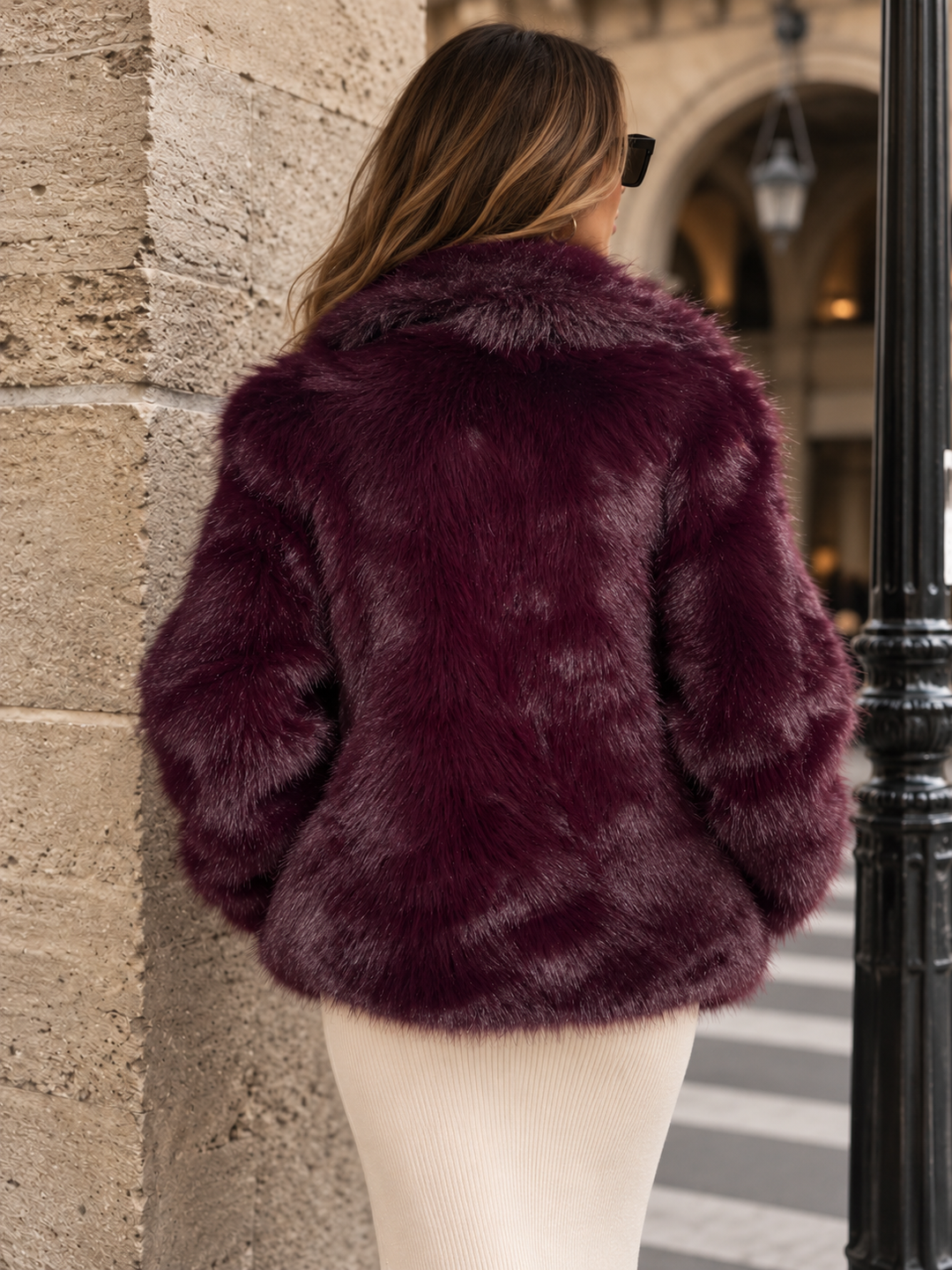 Farah Faux Fur Jacket Wine
