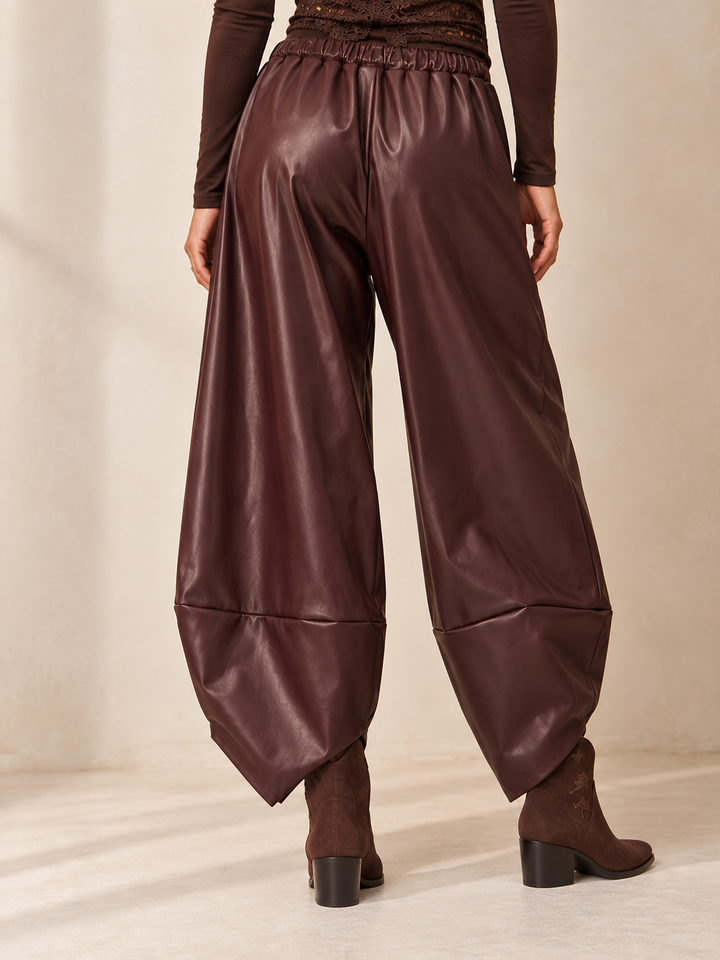 Tahlia Faux Leather Trouser Bordeaux