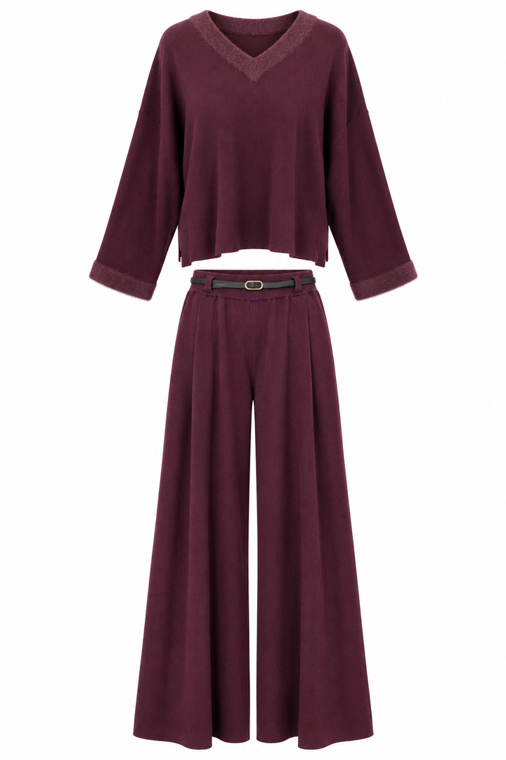 Cassidy V-Neck Co-Ord Mulbery