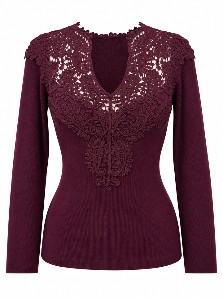 Amour Lace Detail Top Mulberry