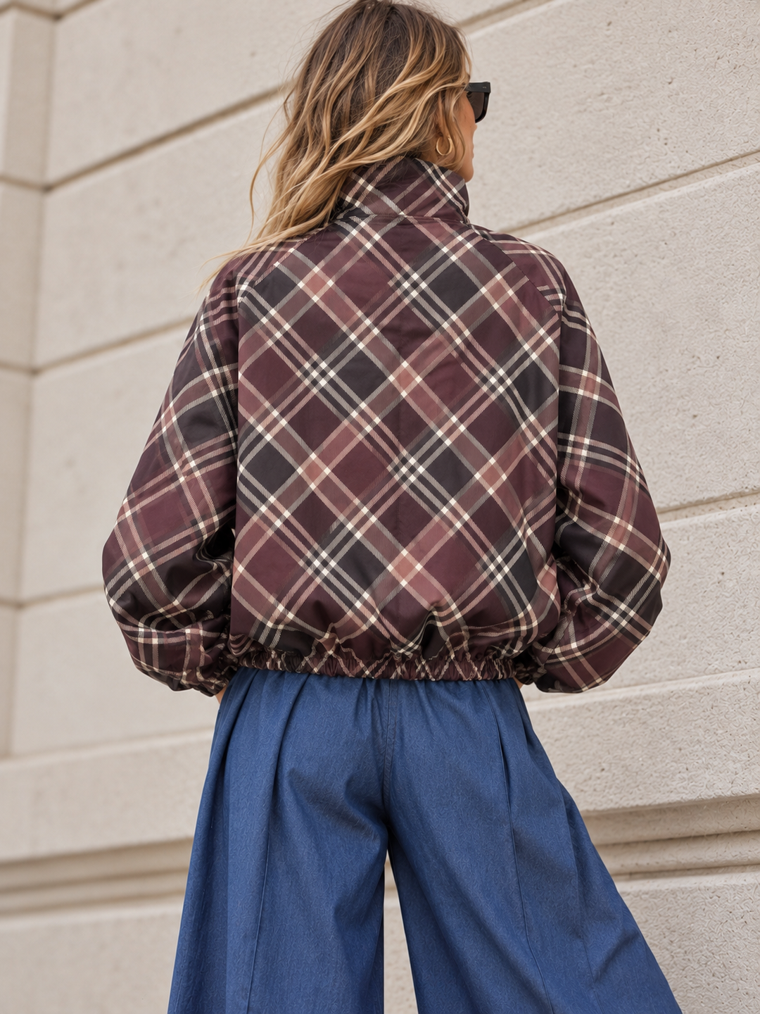 Kelby Tartan Zip Jacket Burgundy