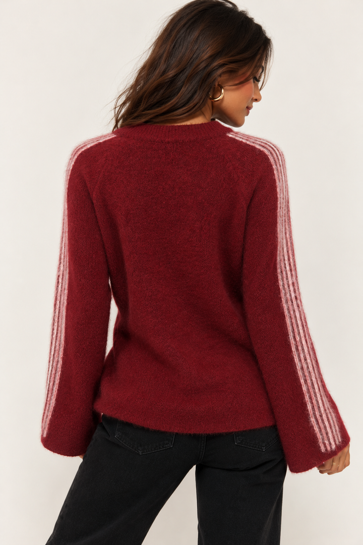 Shae Stripe Jumper Burgundy