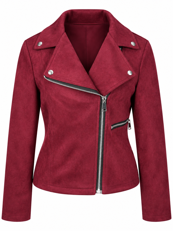 Bruna Faux Suede Zip Jacket Burgundy