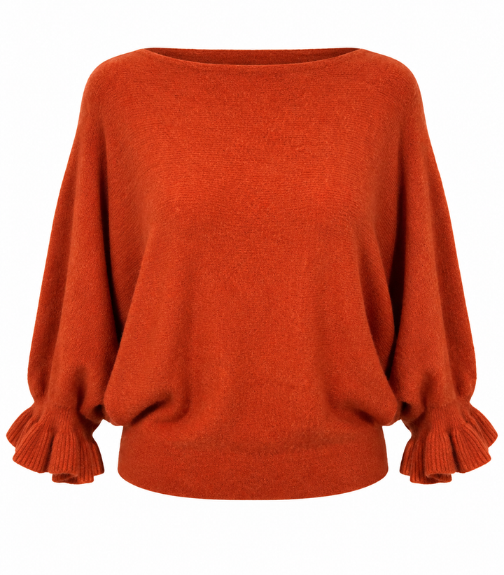Ada Frill Batwing Jumper Rust