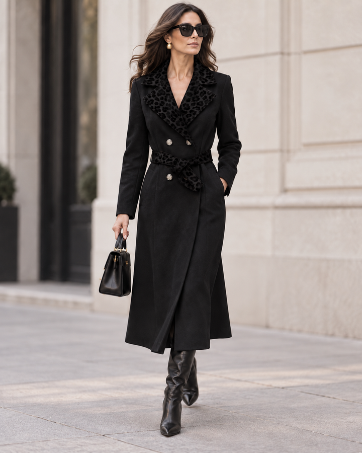 Narla Faux Suede Belted Coat Black