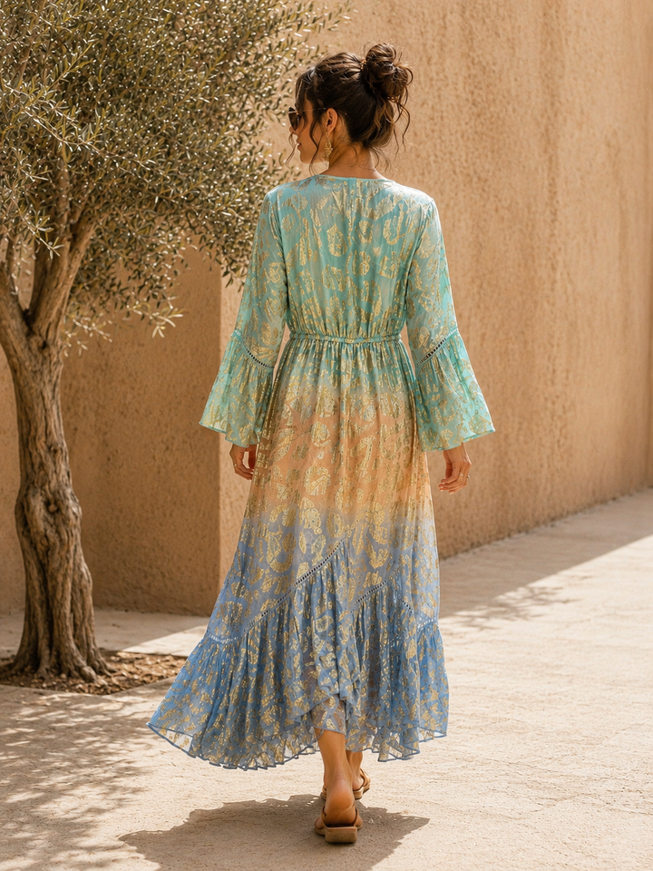 Itzel High/Low Maxi dress Aqua