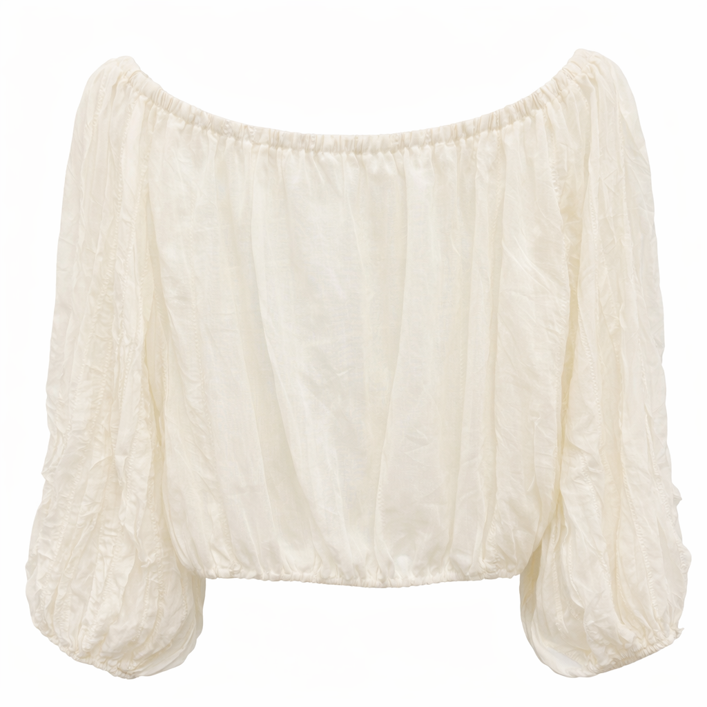 Ivy Shirred Gypsy Top Cream