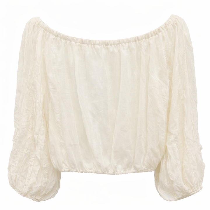 Ivy Shirred Gypsy Top Cream