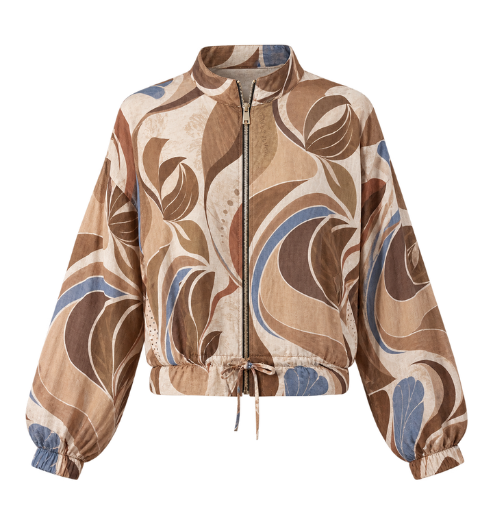 Mia Geometric Zip Jacket Chocolate