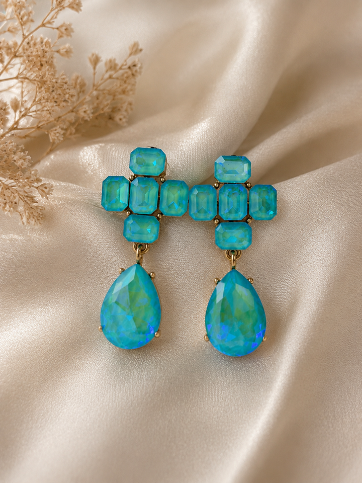 Aqua Aurora Crystal Drop Earrings