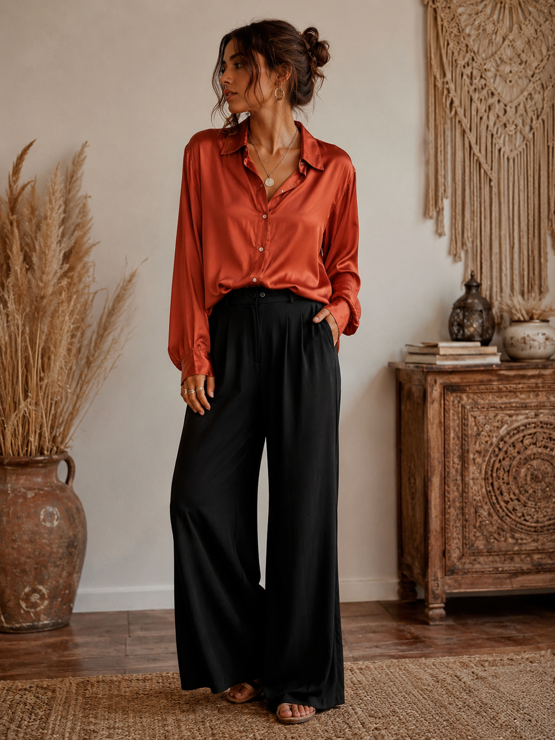 Gessenia Silky Shirt Burnt Orange