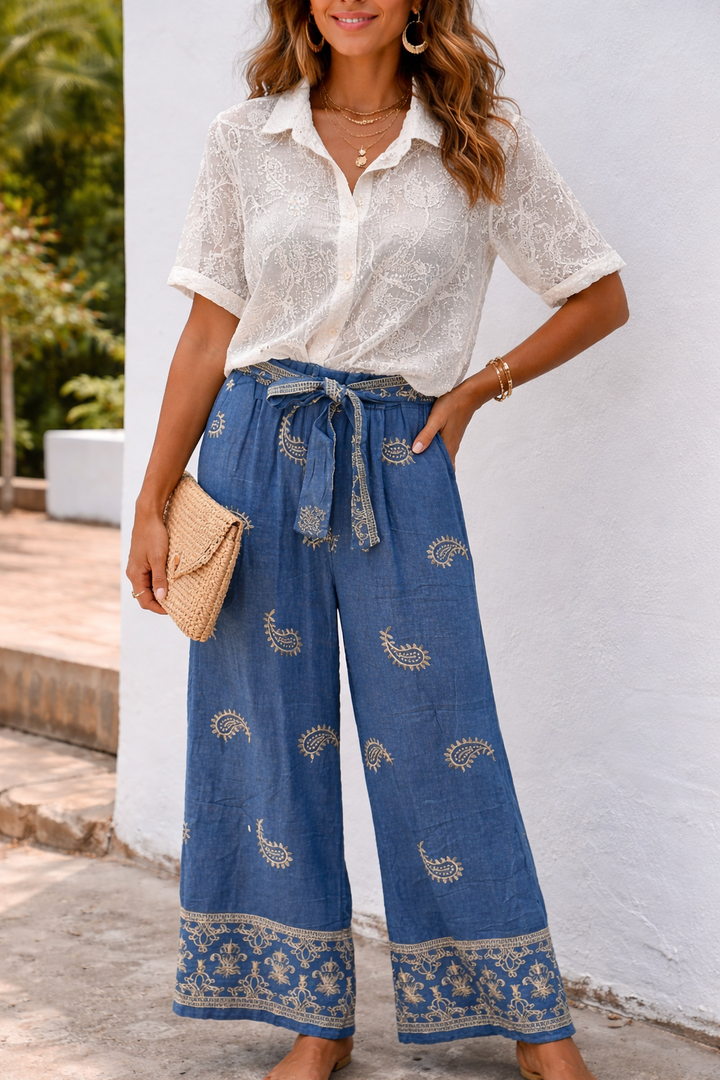Noemi Paisley Trousers Denim