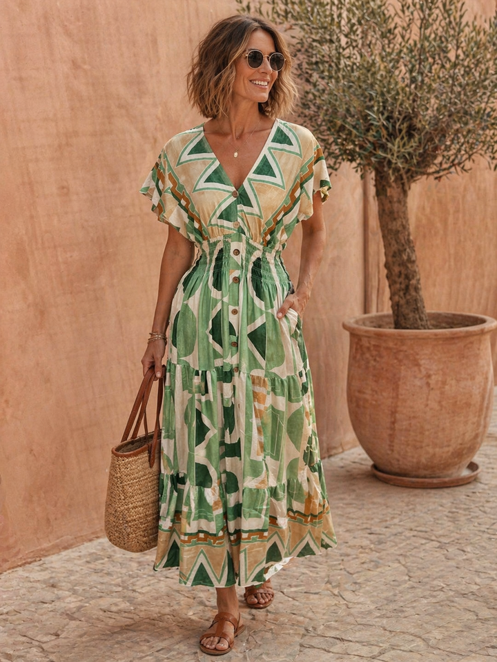 Astratta Verde Maxi Dress