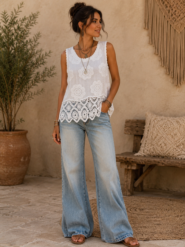 Chelsea Crochet Top White