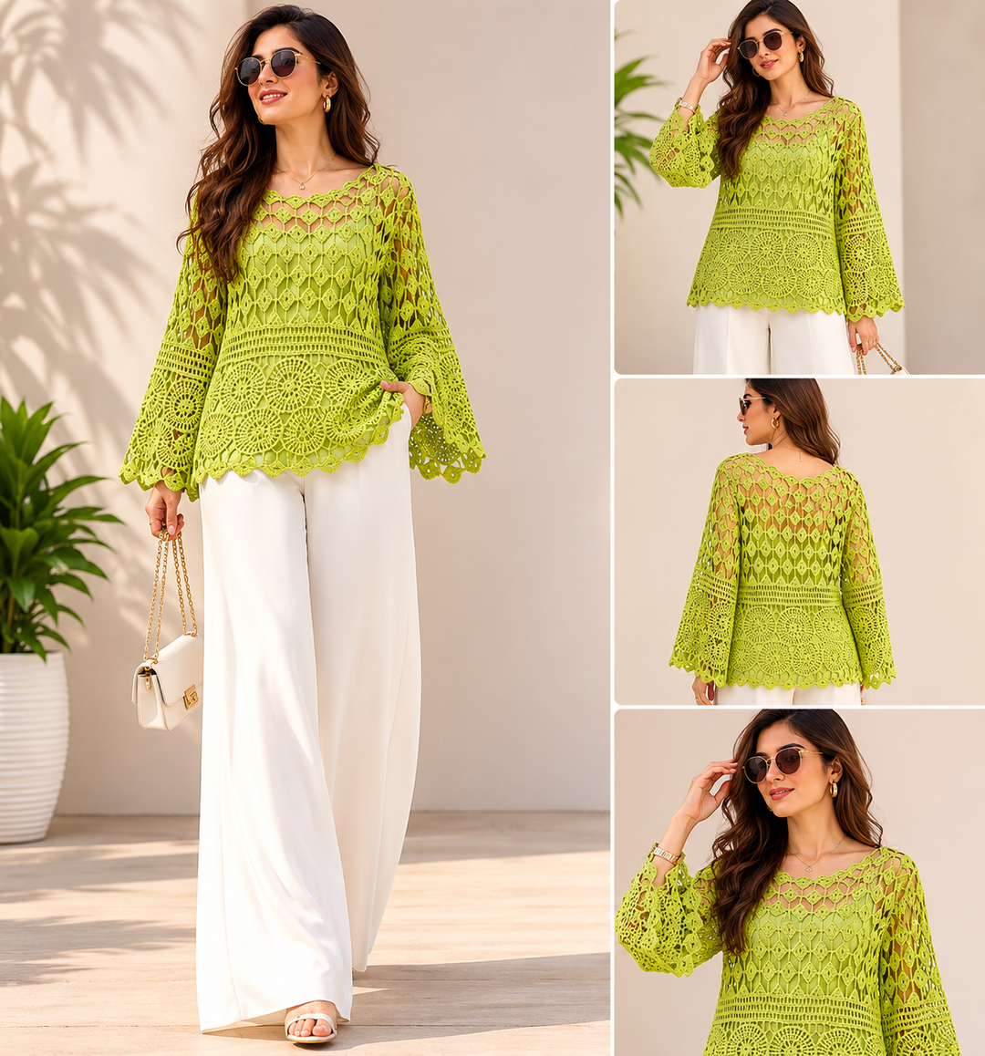 Cressida Crochet Top Lime