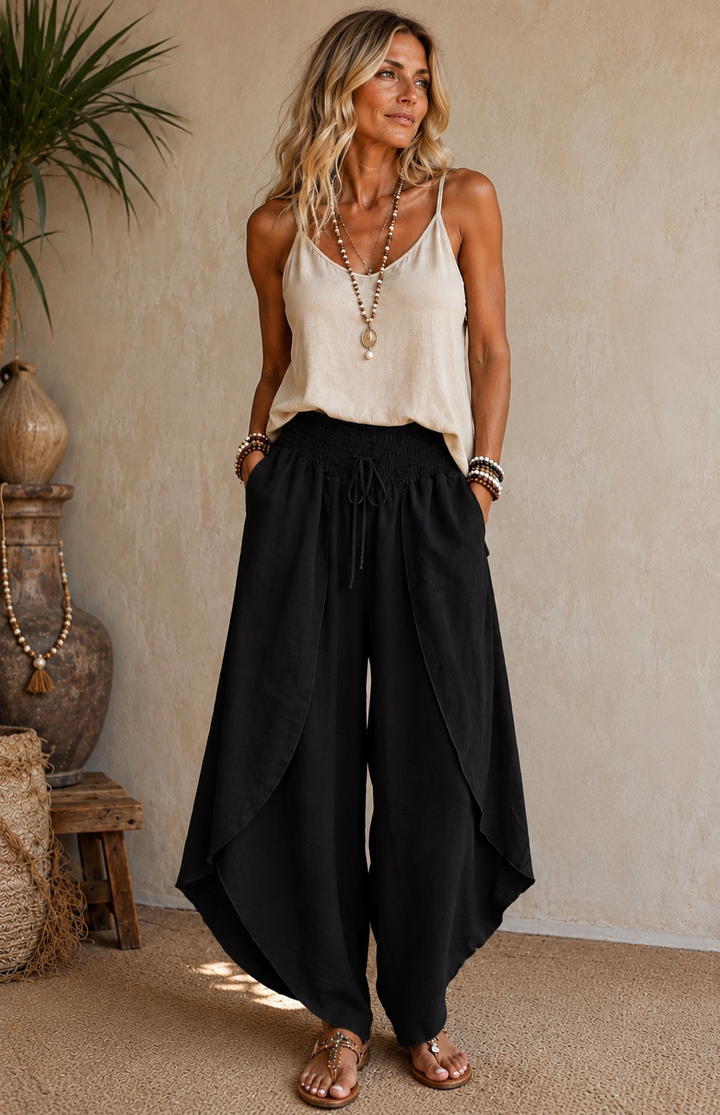 Calista Draped Harem Trousers Black