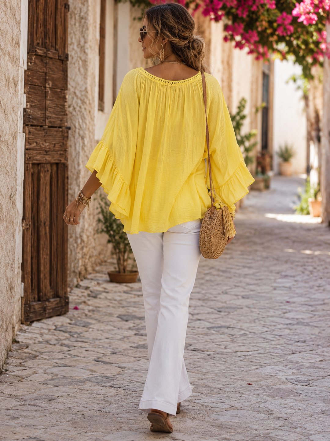 Sorrina Cotton Boho Top Lemon