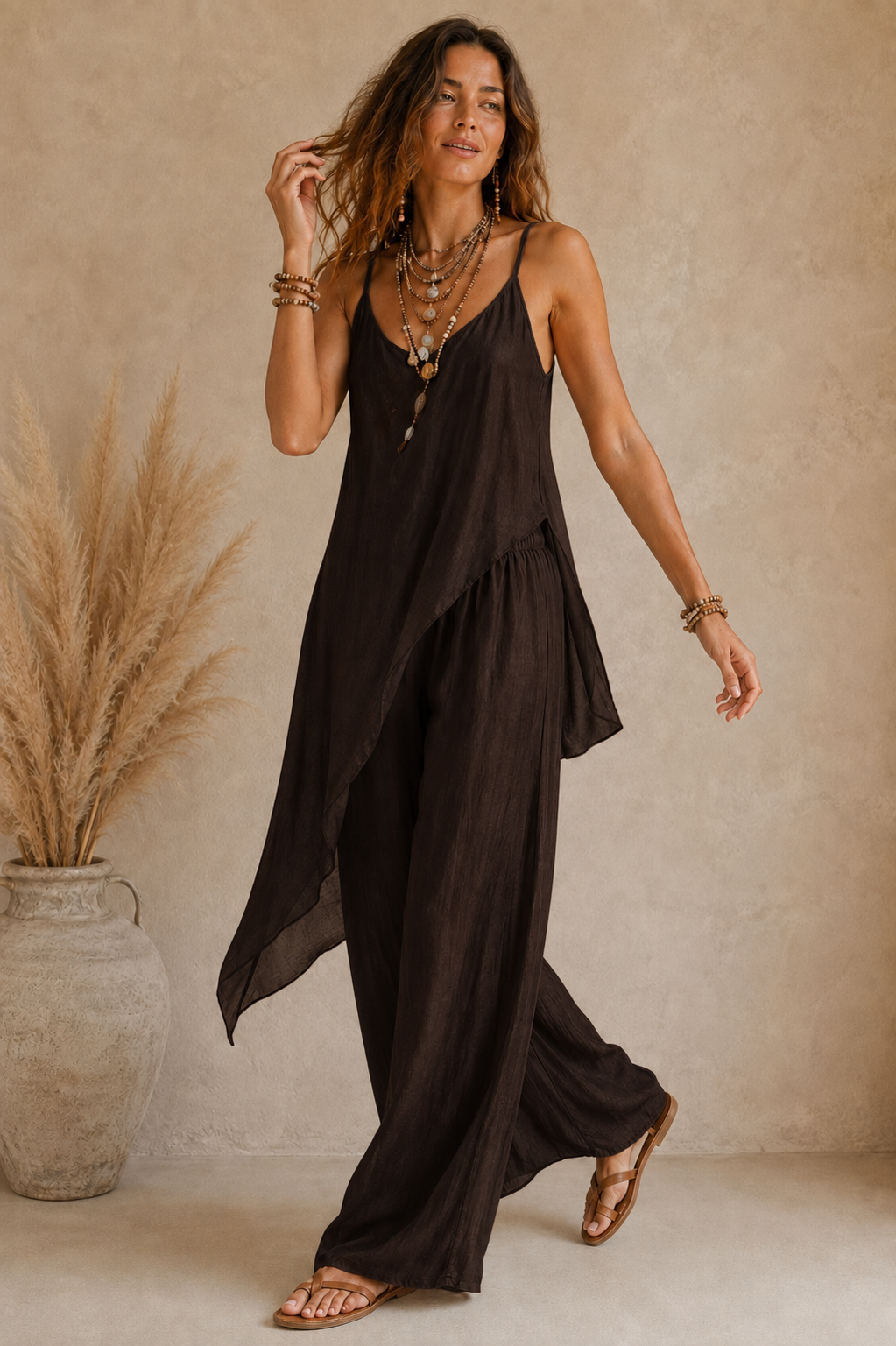 Lux Asymmetric Co-Ord Set Espresso