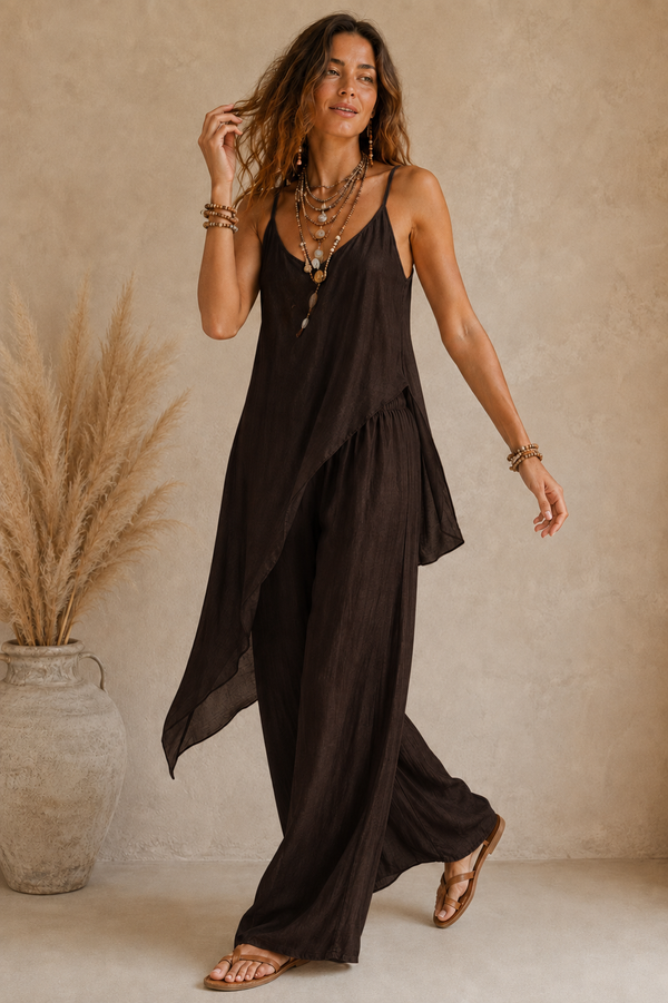 Lux Asymmetric Co-Ord Set Espresso