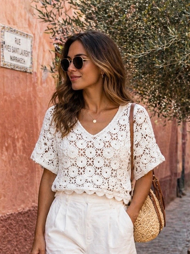 Keturah Crochet Top White