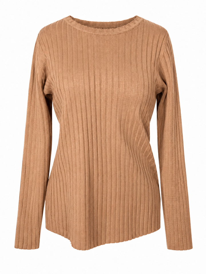 Tammy Rib Scoop Neck Top Camel