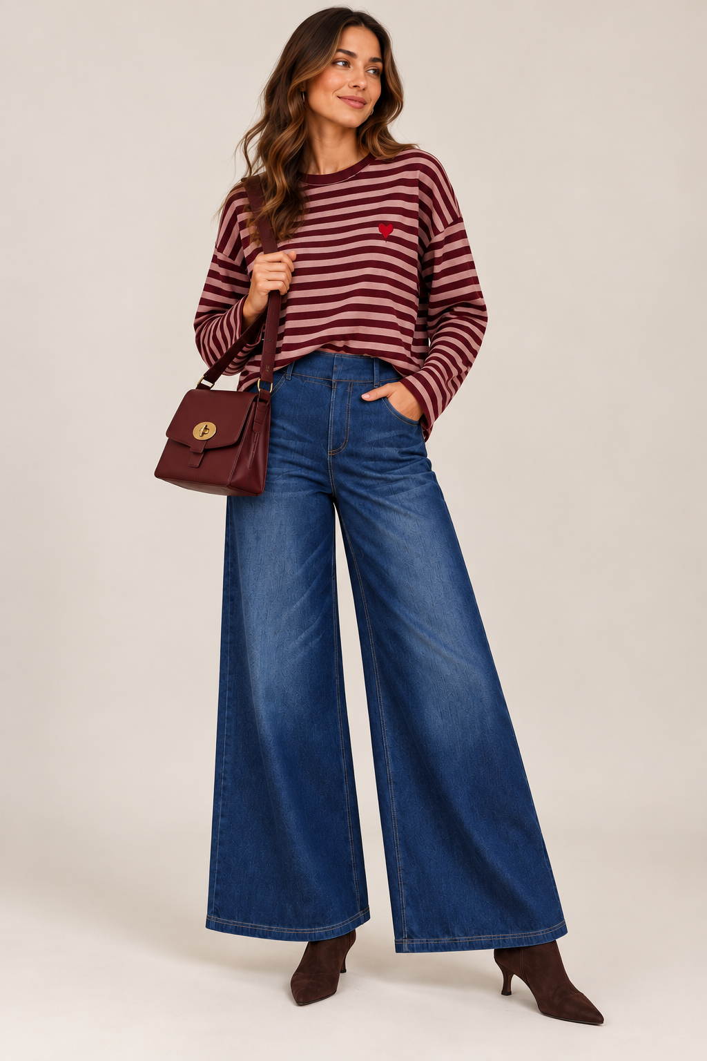 Sweetheart Stripes Jumper Burgundy