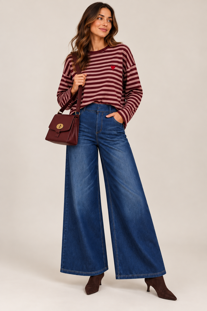 Sweetheart Stripes Jumper Burgundy