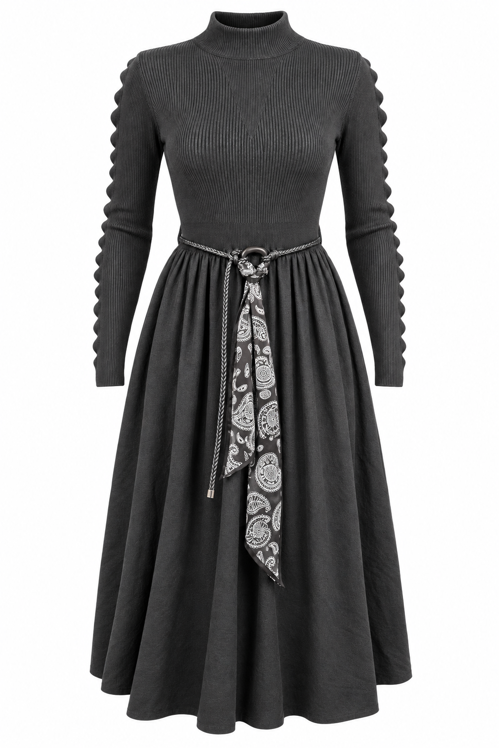 Jasmine Belted Knitted Dress Black