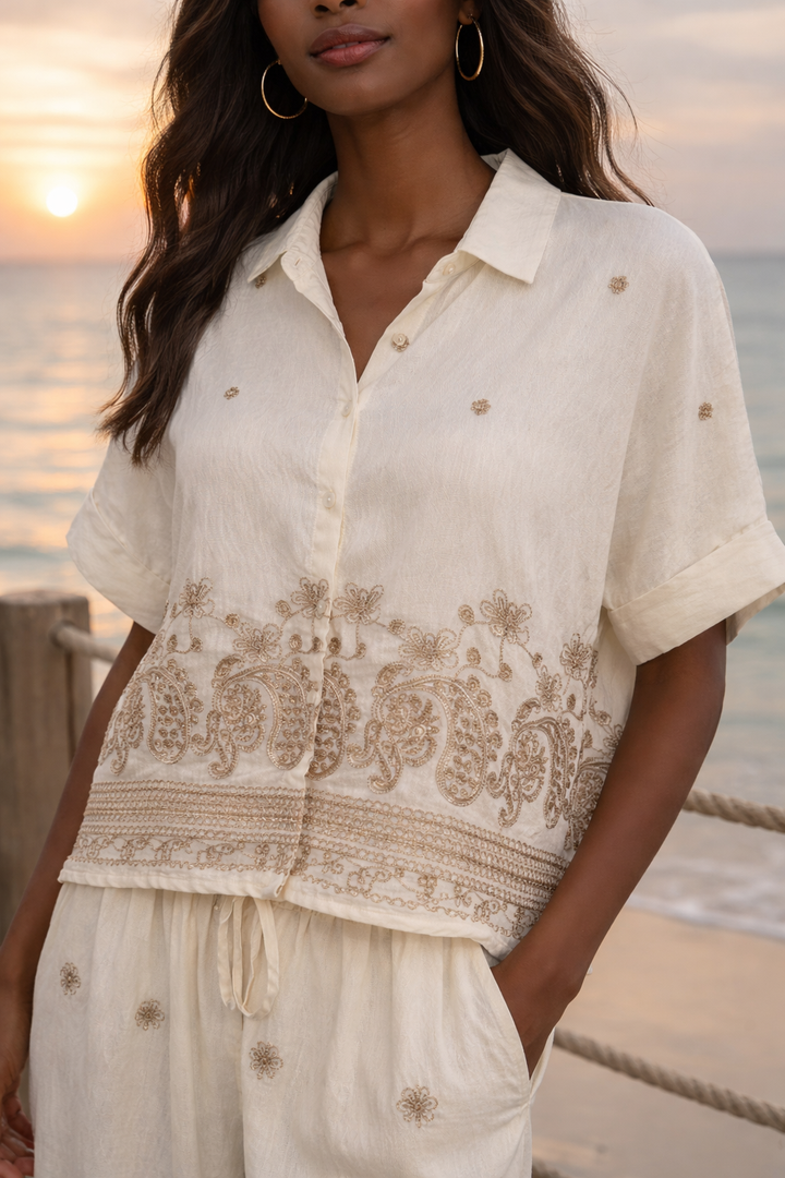 Cara Embroidered Shirt Cream