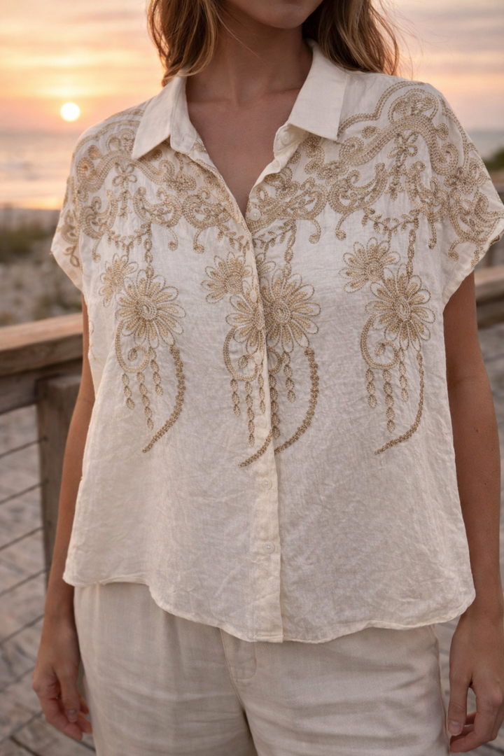 Giovanna Embroidered Shirt Cream