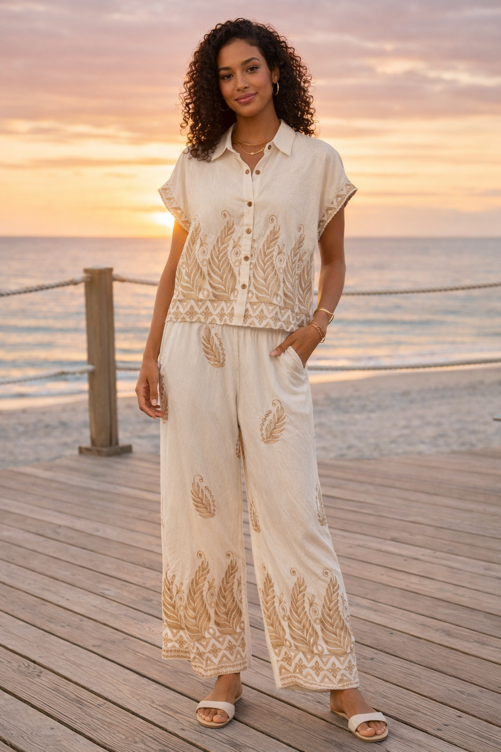 Mirabella Embroidered Trousers White