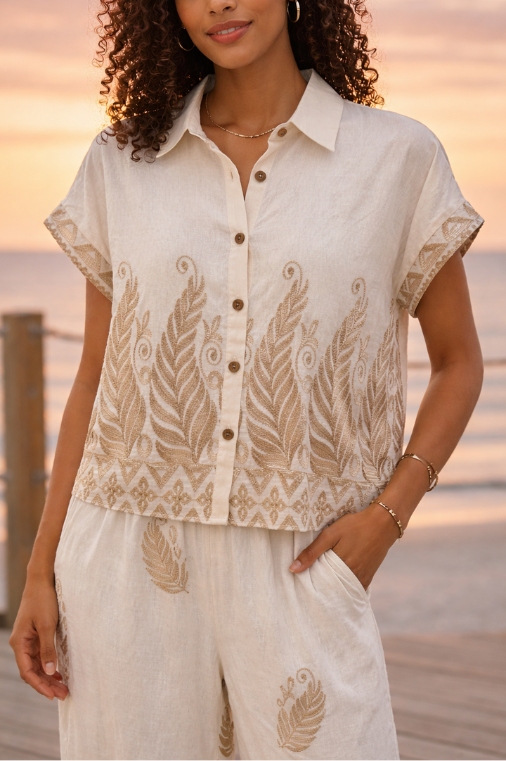 Bella Embroidered Shirt Cream