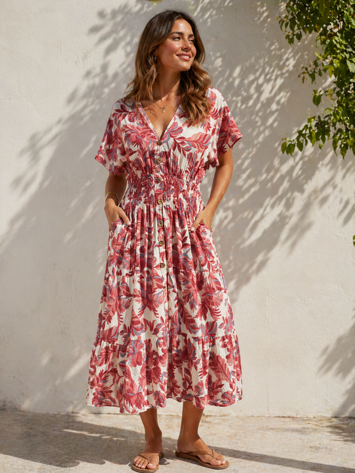 Caprina Floral Midi Dress Pink