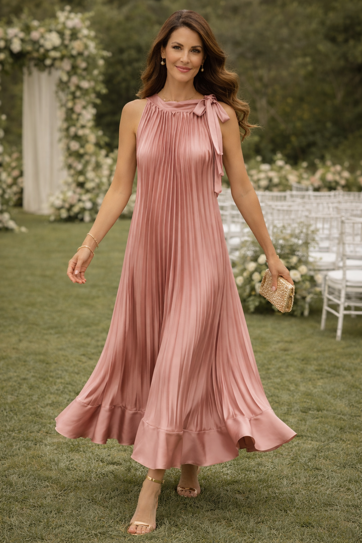 Santa Fiora Pleated Dress Dusky Pink