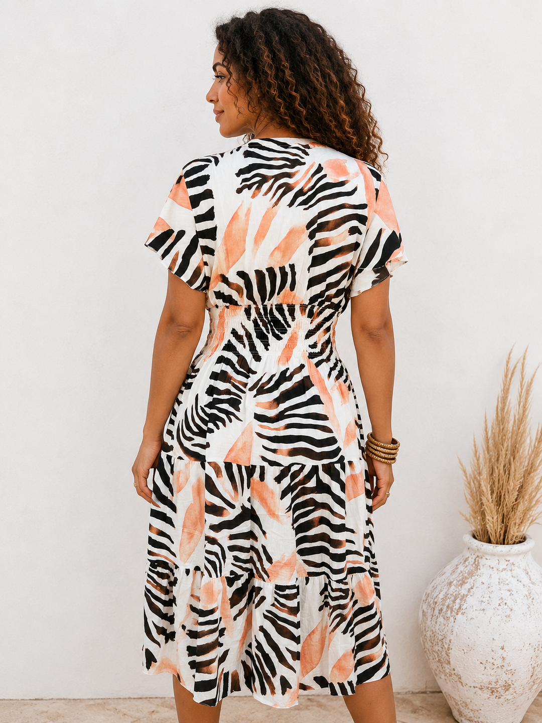 Zelda Zebra Midi Dress Chocolate