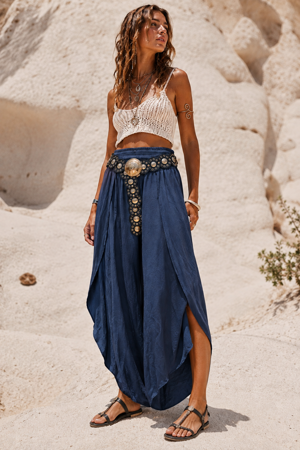 Amelita Split Barrell Leg Trousers Navy