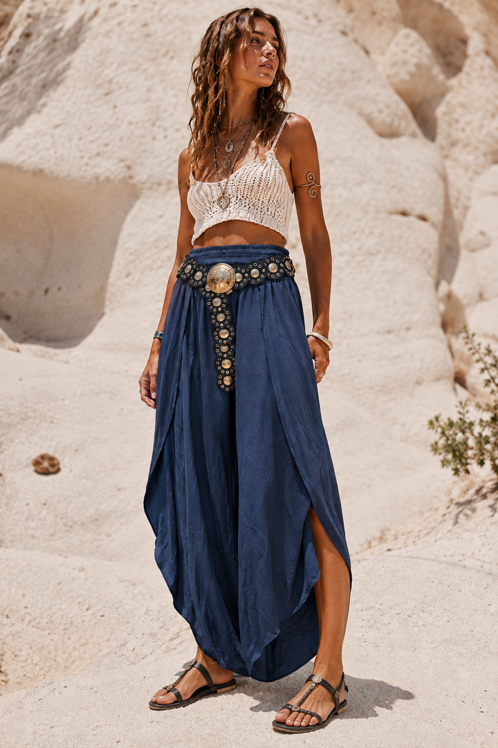 Amelita Split Barrell Leg Trousers Navy