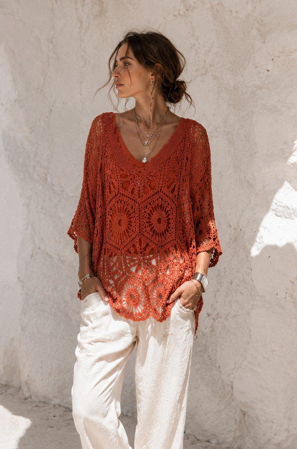Zephyra Crochet Top Cinnamon