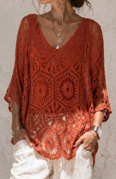 Zephyra Crochet Top Cinnamon
