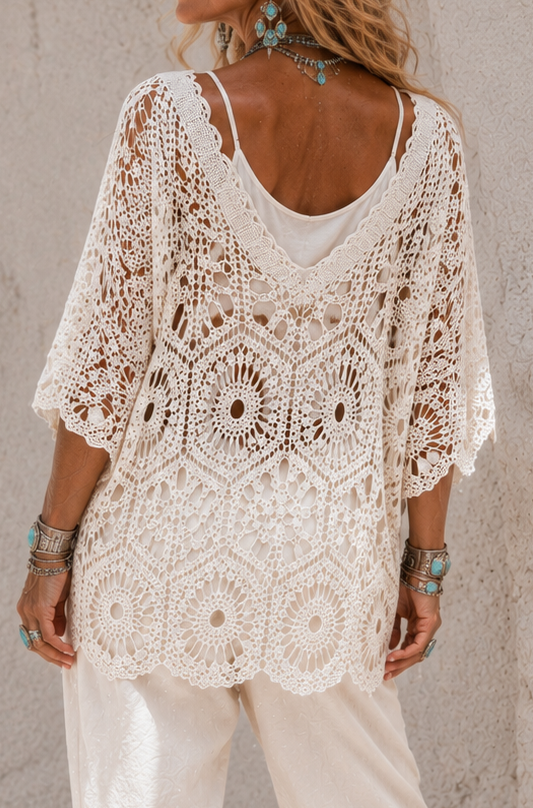 Zephyra Crochet Top White