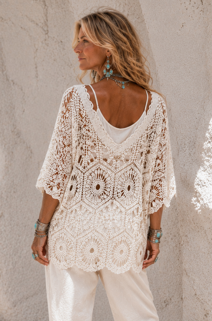Zephyra Crochet Top Cream
