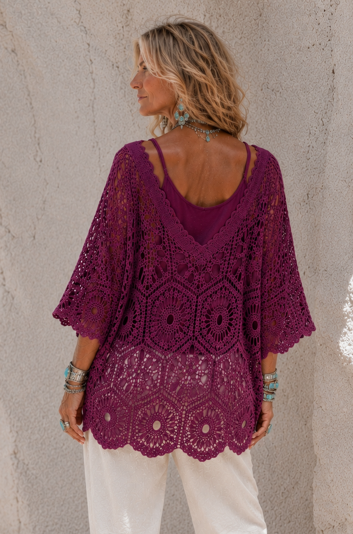 Zephyra Crochet Top Plum