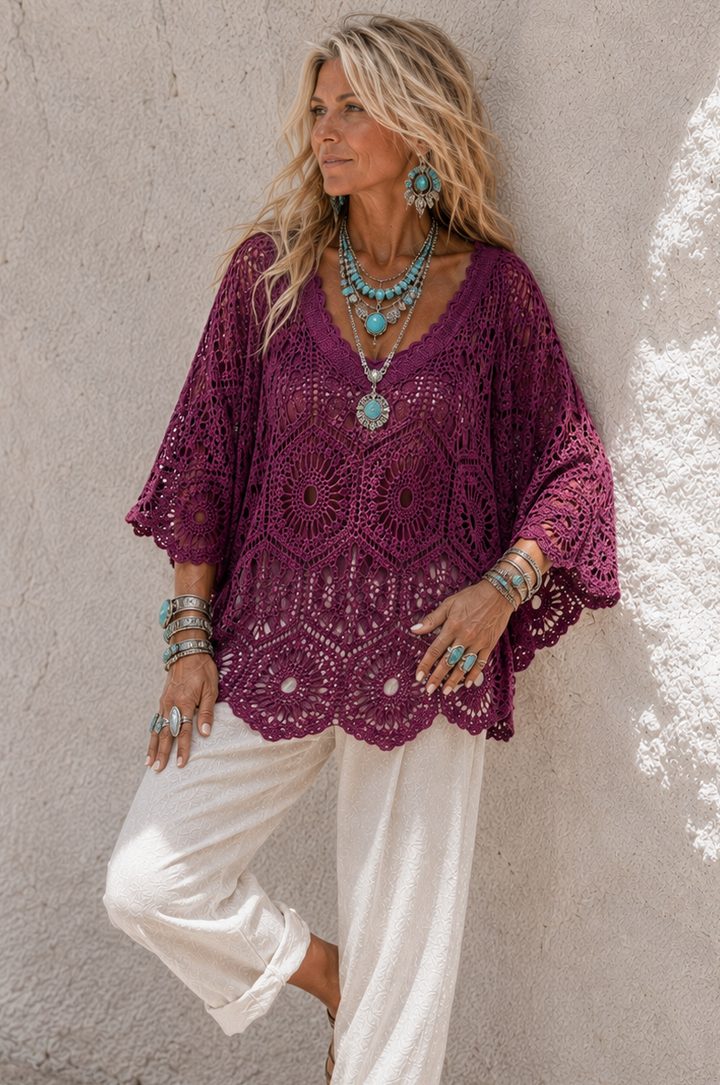 Zephyra Crochet Top Plum