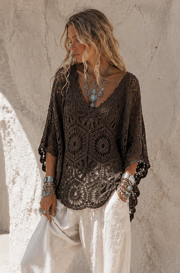 Zephyra Crochet Top Chocolate