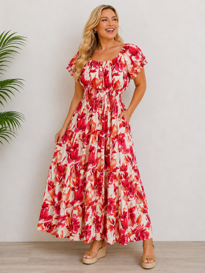 Cedella Floral Maxi Dress Fuchsia