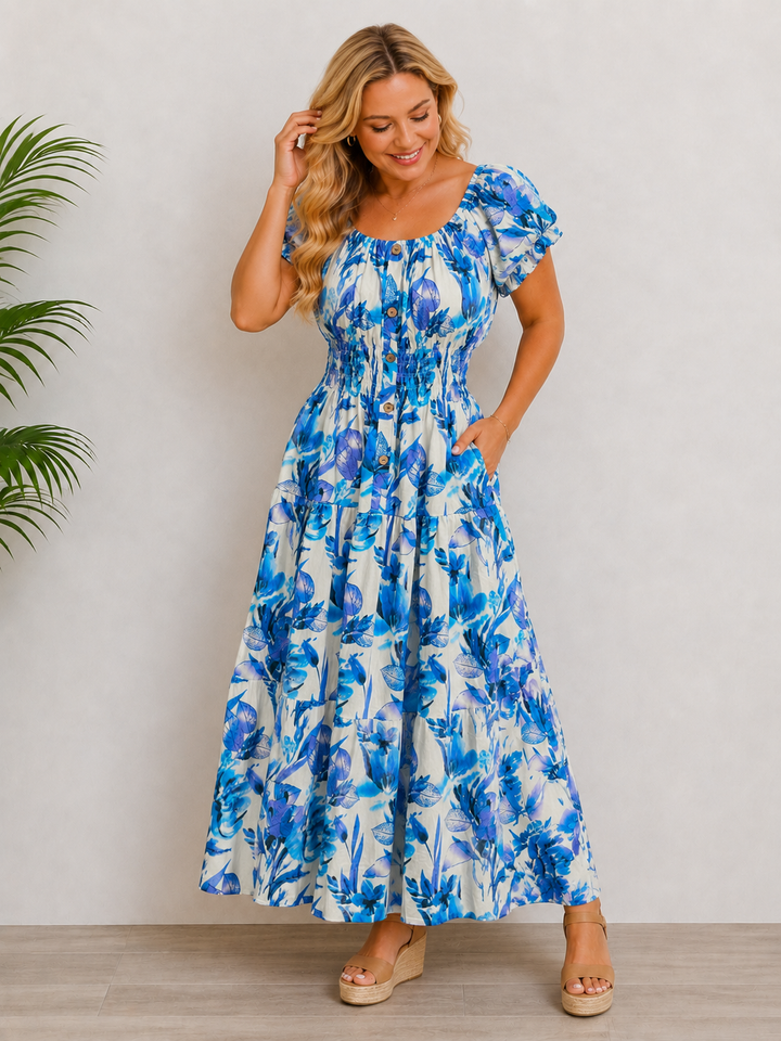 Cedella Floral Maxi Dress Blue